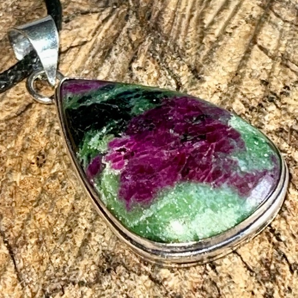 Anyolite Ruby Red Zoisite Pendant 2” - Picture 3 of 15